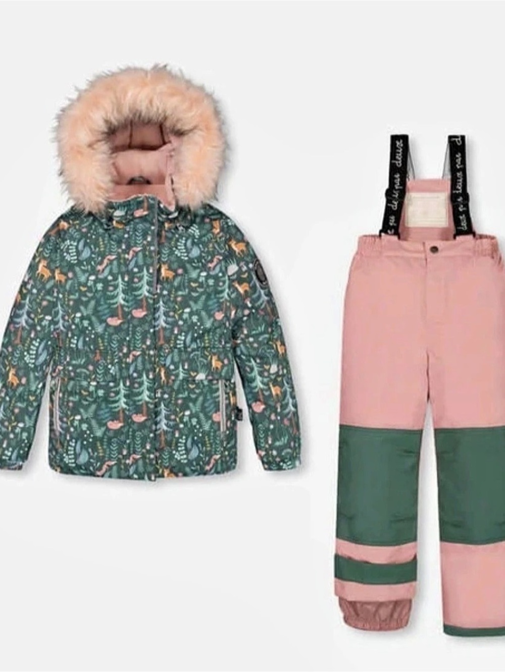 Deux par Deux Woodland Creature Coat & Pants Two Piece Snowsuit Girls Size 4
